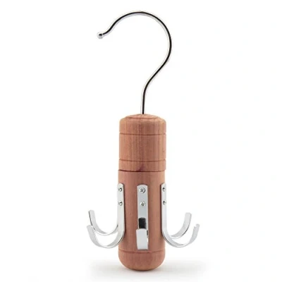 Image of HANGERWORLD Swivel Belt Hanger Premium Cedar Wood Accessory Wardrobe Organiser Chrome Metal Hooks
