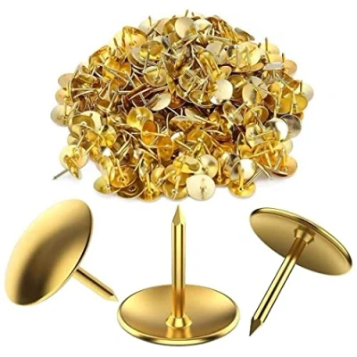 Image of 280 Brass Drawing Pins Strong Head Push Cork Board Thumb Tacks Boxed
