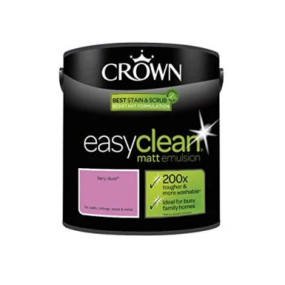 Image of 2.5L CROWN Easy Clean MATT Emulsion Multi Surface Paint That can be Used on Walls, Ceilings, Wood and Metal. Stain &amp; Scrub Resistant Formula Fairy Dust