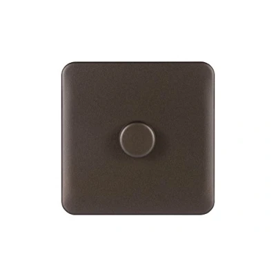 Image of Schneider Electric Lisse Screwless Deco Single Universal 2 Way Dimmer Light Switch, 400W/VA, GGBL6012CMBS, Mocha Bronze
