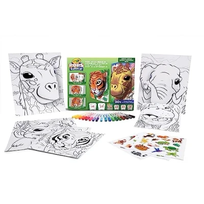 Image of CRAYOLA POPS 3D Super Activity Set for Colouring and Creating Pictures, Creative Gift Kids, Jungle Theme, Age 6+