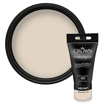 Image of Crown Easyclean Kitchen Matt Emulsion 40ml Sample Afternoon Tea