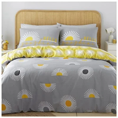 Image of GC GAVENO CAVAILIA Luxury Polycotton Duvet Cover King Size, Washable Geometric Bedding Sets, Lightweight Reversible Comforter Covers, Grey