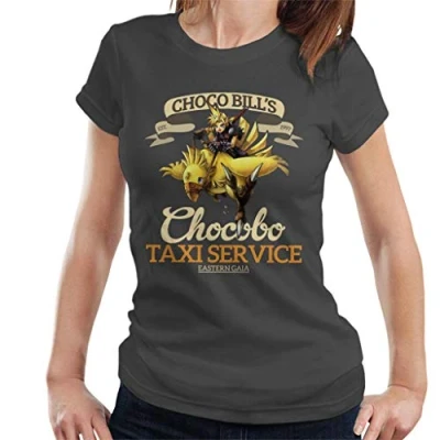 Image of Cloud City 7 Chocobo Taxi Service Final Fantasy VII Women&#039;s T Shirt Charcoal