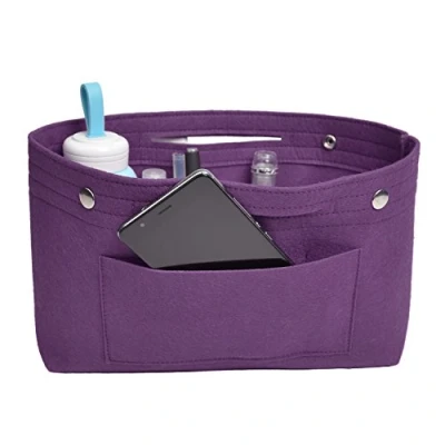 Image of NOTAG Bag Organiser, Felt Insert Organiser Lightweight Multi Pocket Handbag (S, purple)