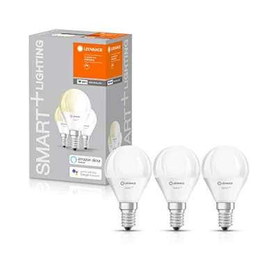 Image of LEDVANCE Smart LEDLamp with WiFi Technology, Base: E14, Di mmable, Warm White (2700K), Replaces Incandescent Lamps 40 W, SMART+ MINI Bulb 1 Pack