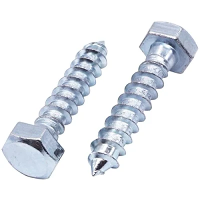 Image of SKIR&#039;CO (10 pcs) DIN 571 Zinc Plated Steel Hexagon Head Wood Screws M8 x 40 mm, Coach Screws, Hex Screw, Lag Bolts