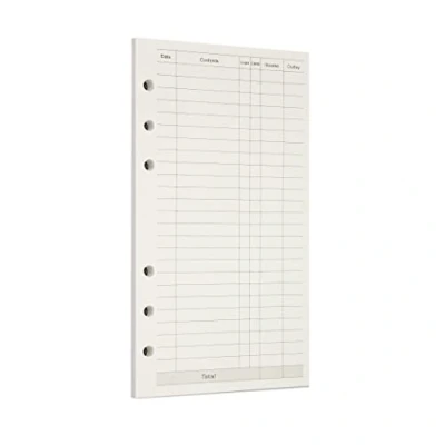 Image of Zelten 1 Pack A6 45 Sheets/90 Pages Finance Loose Leaf Punched Paper Refills for 6 Hole Binder Personal Organizer Diary Notebook Refillable Planner