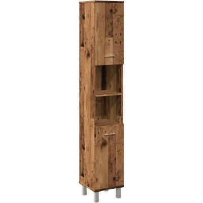 Image of vidaXL Bathroom Cupboard Old Wood Modern Style Engineered Cabinet for 30x30x179 cm Adaptable Door &amp; Ample Storage