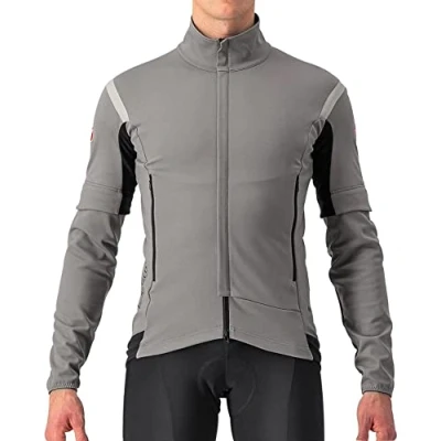 Image of CASTELLI Men&#039;s Perfect ROS 2 Convertible Jac Jacket, Nickel Gray/Travertine Gray, XX Large