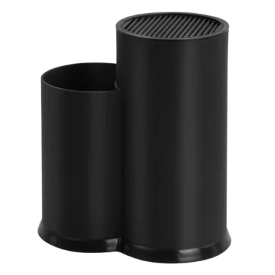 Image of Chstarina Knife Block Without Knives, Universal Holder, 2 in 1, Stand with Utensil Slot, Up to 12 Storage Black, Holder for Scissors and Utensils