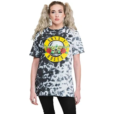 Image of Paradiso Clothing GUNS N&#039; Roses Classic BAND LOGO DIP DYE Print Tshirt, Men&#039;s, Size: XL, White