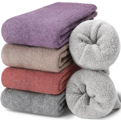 Image of EBMORE Womens Merino Wool Thermal Socks Warm Winter Thick Walking Cosy Boot Crew Comfy Gift Work Hiking for Ladies 5 Pairs(Mix Colour F)
