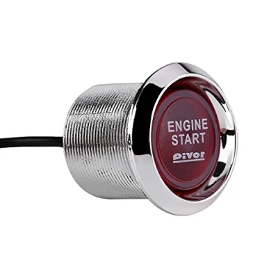 Image of Qiilu Engine Button, Universal 12V Car Vehicle Start Push Button Switch Ignition Starter(Red)