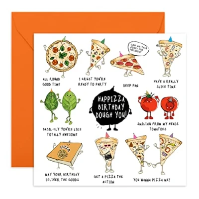 Image of Central 23 Pizza Birthday Puns Funny Card Food Italian Mum Dad Cards Greeting For Lover Comes With Fun Stickers