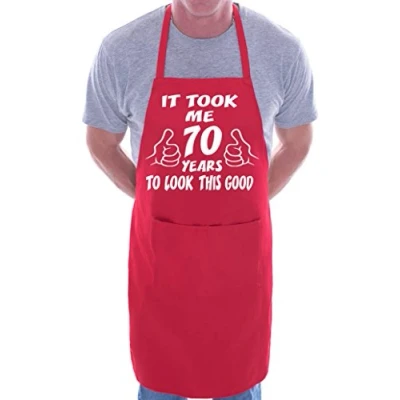 Image of print4ucouk 70th Birthday It Took 70 Years BBQ Cooking Funny Novelty Apron Red