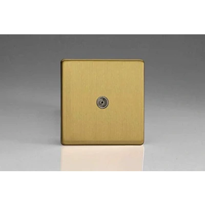 Image of Varilight 1 Gang TV Plug Socket, Co Axial Brushed Brass XDB8S
