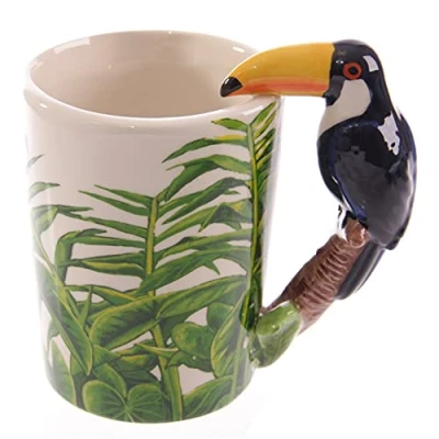 Image of Puckator Toucan Party Ceramic Shaped Handle Tea Coffee Mug Funny Home Accessories Cute Gifts for Girlfriend Large Mugs Men Women Hot Drinks Cups Presents Secret Santa Gift Cup Set