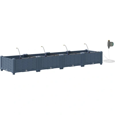 Image of vidaXL Garden Planters with Water Irrigation System 4 pcs Grey