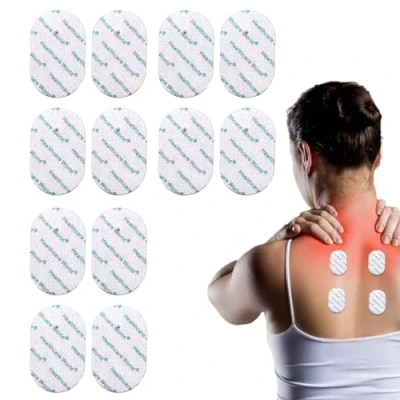 Image of Tens Electrode Pads Oval Shaped Self Adhesive Electrodes (12 pcs) 2.2mm Stud Connection Compatible with Omron Devices