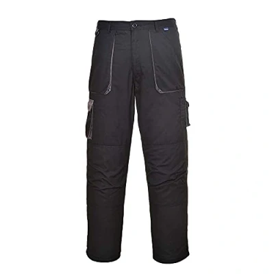 Image of Portwest Texo Contrast Trouser Lined, Size: XL, Colour: Black, TX16BKRXL