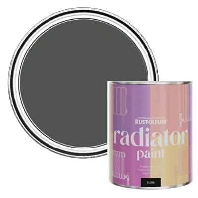 Image of Rust Oleum Grey Heat Resistant Radiator Paint in Gloss Finish Graphite 750ml