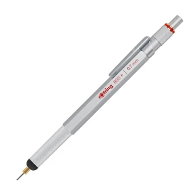 Image of rOtring 800+ Mechanical Pencil and Touchscreen Stylus, 0.7 mm, Silver Barrel