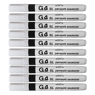 Image of G4GADGET 5 x 50 Original Pack of Non Toxic Ink Black Colour Whiteboard Dry Wipe Marker Pens Bullet Tip