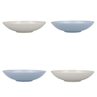 Image of KitchenCraft Blue and Cream Ripple 22cm Stoneware Coupe Bowl Set of 4