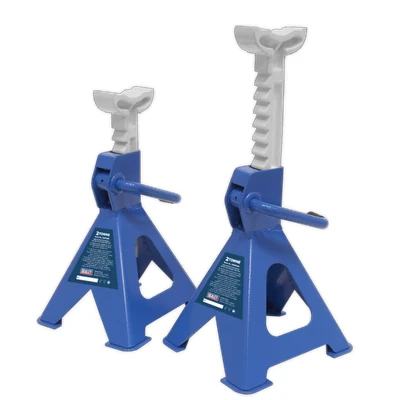 Image of Sealey Axle Stands (Pair) 2 Tonne Capacity per Stand Ratchet Type Blue