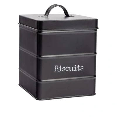 Image of Black Vintage Metal Biscuit Tin By Harbour Housewares