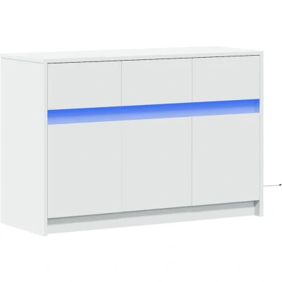 Image of vidaXL TV Cabinet with LED White 91x34x61 cm Engineered Wood