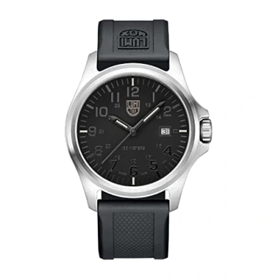 Image of Luminox G Collection Patagonia Steel X2.2502 Mens Watch 43mm Divers with Silver Case/Band Black Dial White Numbers Date Function 100m Water Resistant Watches Swiss Made