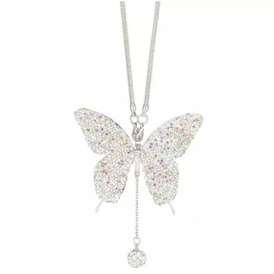 Image of Car Hanging Ornament Bling Butterfly Rearview Mirror Pendant Accessory (AB)