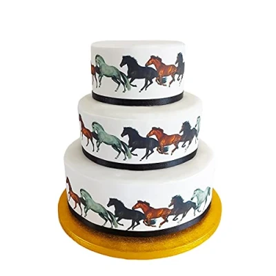 Image of Top That Edible Decor Sheet Galloping Horses Ponies Animal Border Ribbon Perfect for Decorating Your Cakes Easy to Use