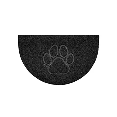 Image of Nicoman Embossed Halfmoon Half Circle Door Mat Dirt Trapper Jet Washable Doormat 70x44cm (Black, PAW Shape) Use on Carpet ONLY