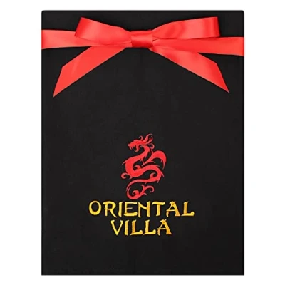 Image of Personalised Chinese New Year Dragon Tea Towel Embroidered Black Cotton