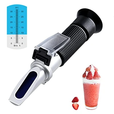 Image of XRCLIF Juice Refractometer Hydrometer with ATC, Brix Reader Meter Refractometer, 0 32% Measuring Sugar Content in Fruit, Saccharimeter for Replacement Set