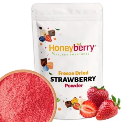Image of Freeze Dried Strawberry Powder 250g Finely Milled Fruit 100% Pure and Natural, No Added Sugar or Preservatives Dehydrated for Baking, Smoothies, Desserts Icing