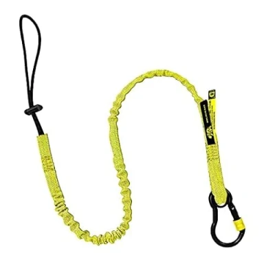 Image of BearTOOLS New Yellow Safety Lanyard Tether With Captive Eye Screw Lock Carabiner Aluminum, Universal Adjustable Loop End, Stop the Drops Weight Limit 8KG / 17.6lb Fall Restraint (1)