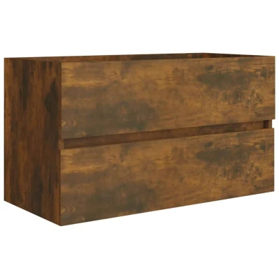 Image of vidaXL Sink Cabinet Smoked Oak 80x38.5x45 cm Engineered Wood