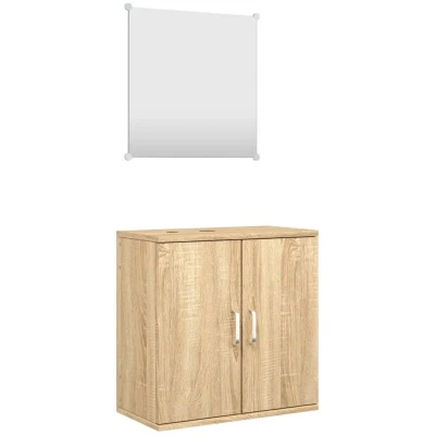 Image of vidaXL 2 Piece Bathroom Furniture Set Oak Engineered Wood