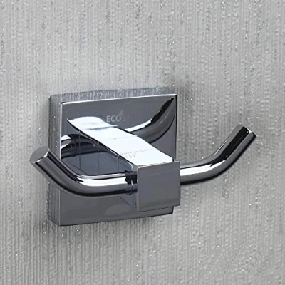 Image of ECOSPA Bathroom Wall Mounted Double Robe Clothes Towel Hook Peg Holder in Polished Chrome