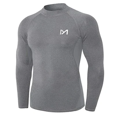 Image of MEETYOO Men’s Compression Base Layer, Men Top Long/ Short Sleeve T Shirt Sports Gear Fitness Tights for Running Gym Workout