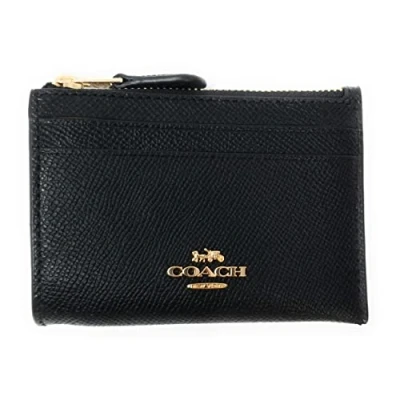 Image of Coach Womens Crossgrain Leather Mini ID Skinny 2 Black One Size