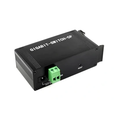 Image of Waveshare Industrial Grade 5P Gigabit Ethernet Switch, IEEE 802.3x Compliant Full Duplex 10/100/1000M Connection, DIN Rail Mount