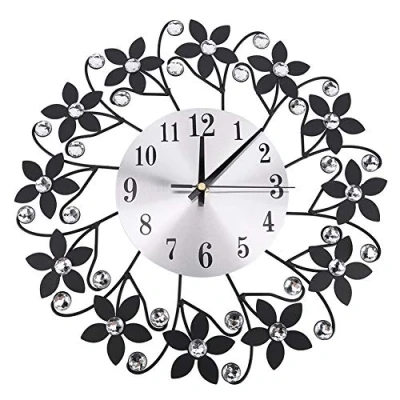 Image of Wall Clock,Large Modern 3D Non Ticking Clock European Wrought Iron Big Fancy Decorative for Living Room,Bedroom,Office Space Perfect