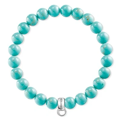 Image of Thomas Sabo Women Charm Bracelet Turquoise Club 925 Sterling Silver X0213 404 17 L16,5