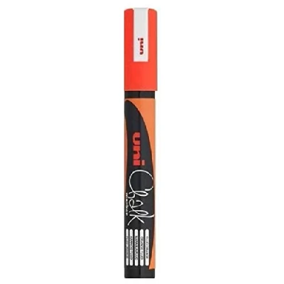 Image of Uni Fluorescent Neon Orange Bullet Tip Nib (1.8 2.5mm) Liquid Chalk Marker Pen Colour Whiteboard Blackboard Chalkboard Menu Glass Windows Wet Wipe Non Permanent (Pack Of 1) PWE 5M
