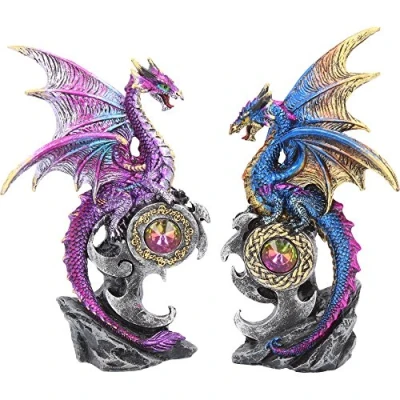 Image of Nemesis Now U3518J7 Realm Protectors (Set of Two) Figurine 15cm Purple